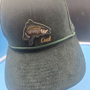 Green Corduroy Cap with Fish Embroidery